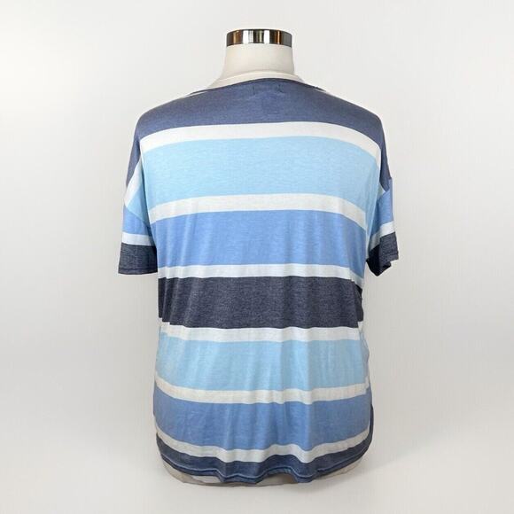 Joei & i Shirt Women’s Size 2X Short Sleeve Ruched & Side Tie Multicolor Stripe - Picture 3 of 10